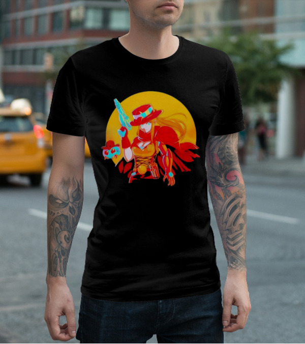 Samus Aran Metroid Marshal With Gun And Hat In Western T-Shirt