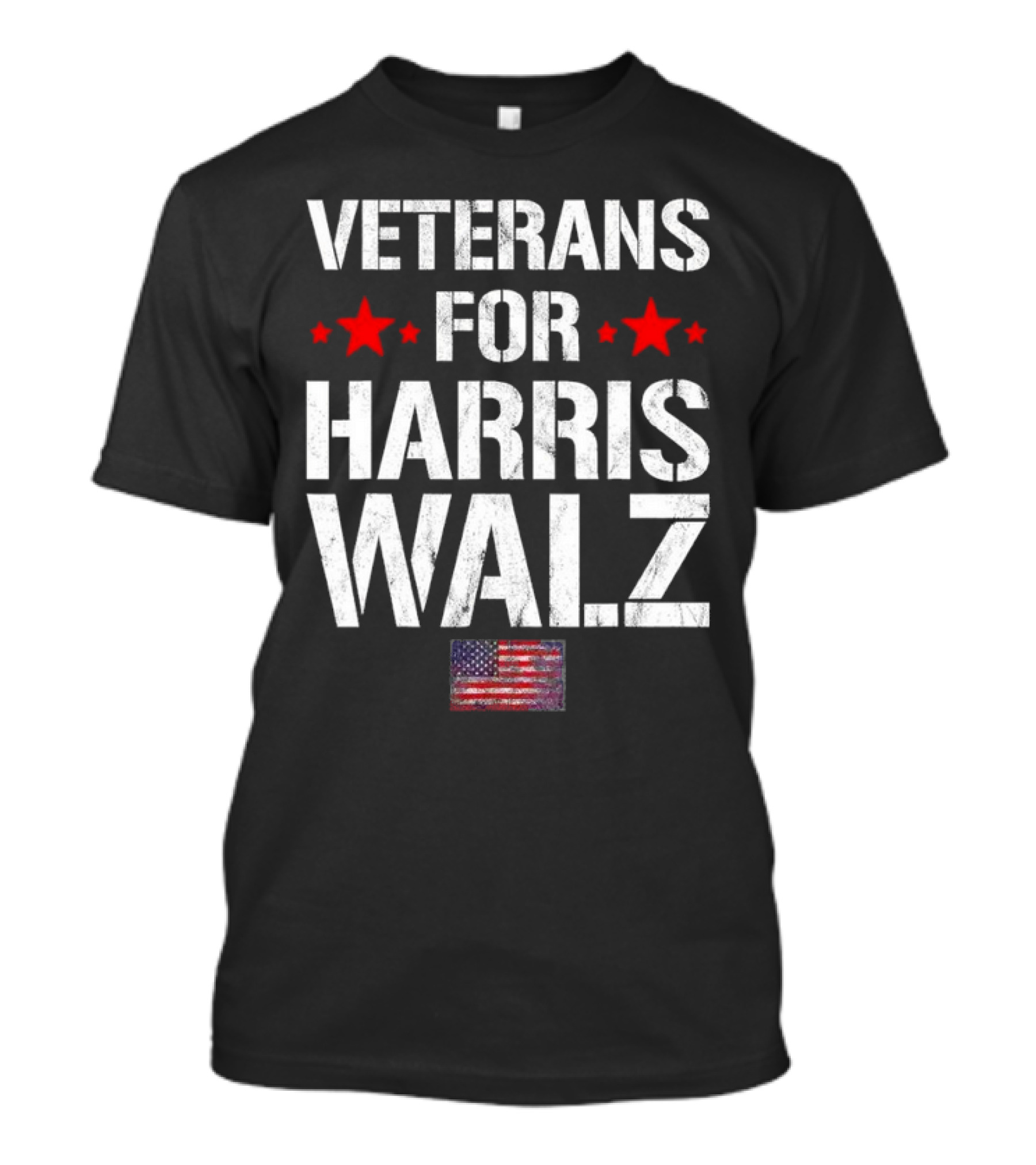 Veterans For Harris Walz Retro US Flag Stars T-Shirt