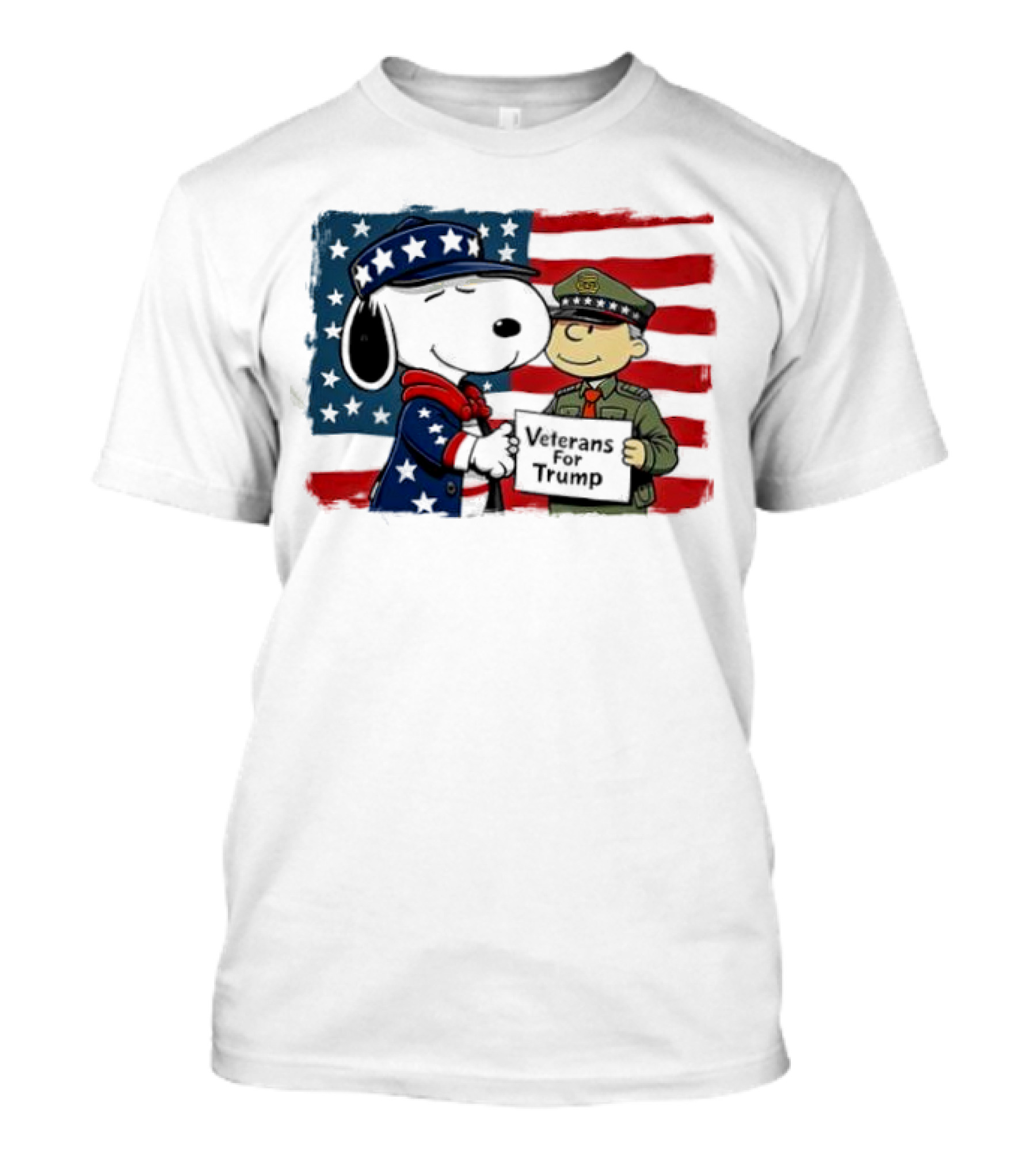 Veterans For Trump Snoopy Patriotic Flag Police Cartoon T-Shirt