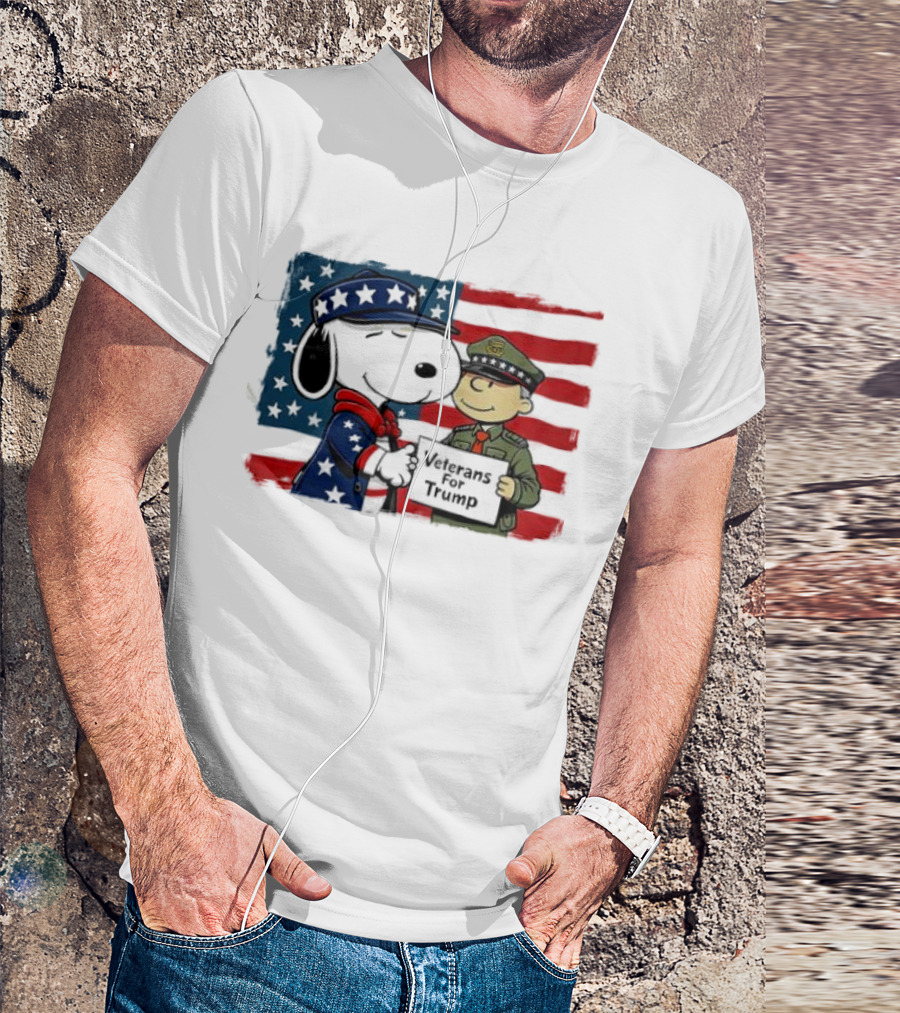 Veterans For Trump Snoopy Patriotic Flag Police Cartoon T-Shirt