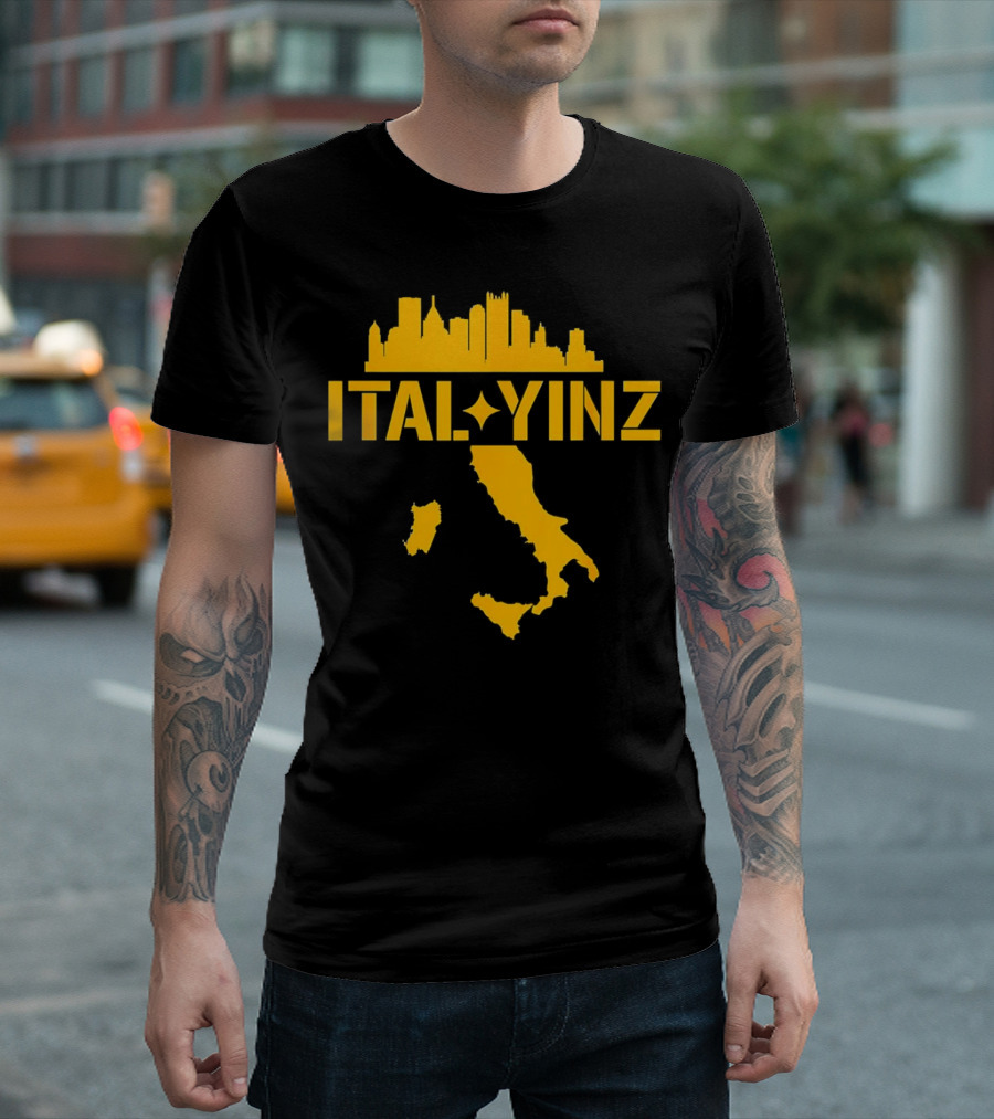 Ital Yinz Pittsburgh Skyline Italy Map T-Shirt