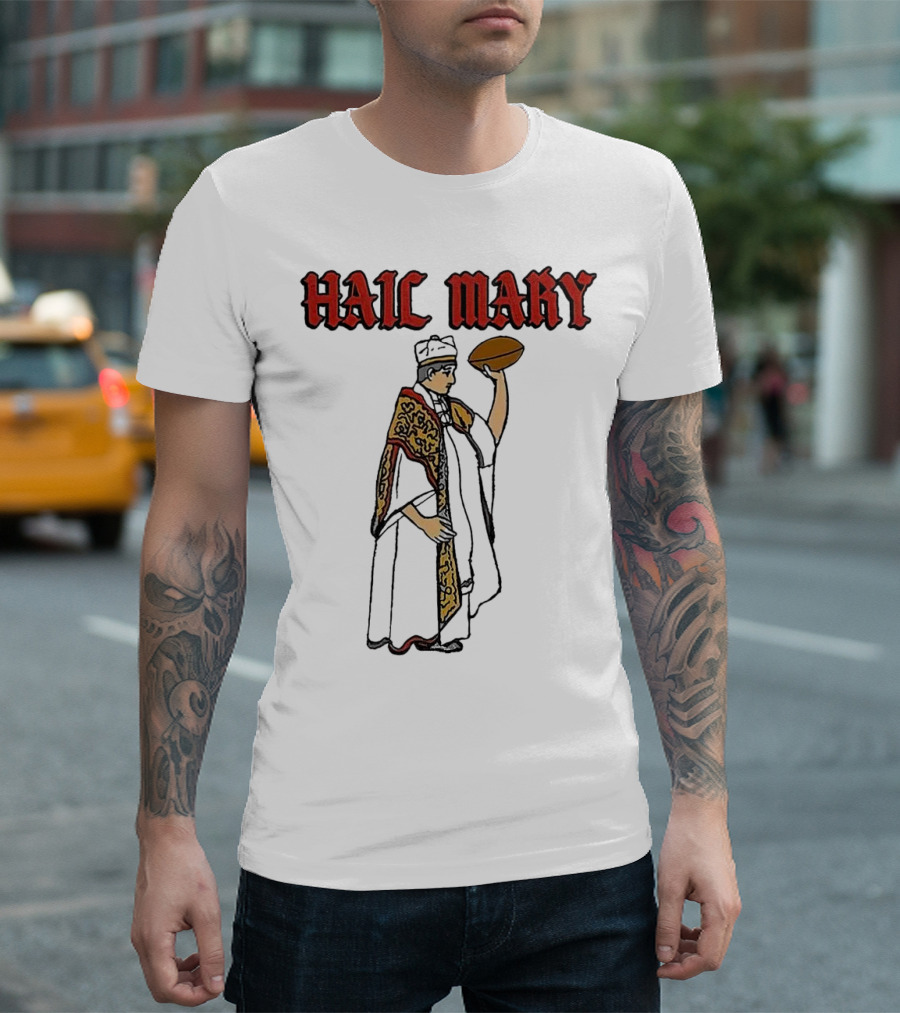 Hail Mary Priest Holding Football T-Shirt