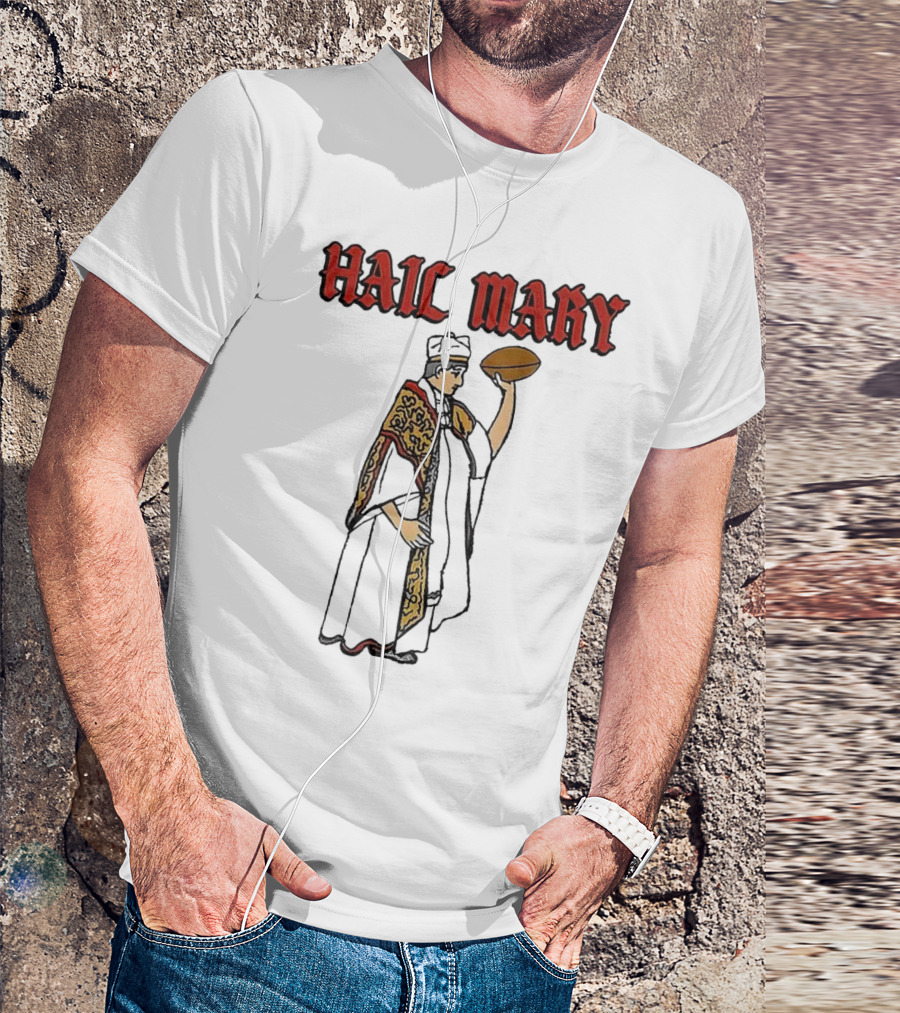 Hail Mary Priest Holding Football T-Shirt
