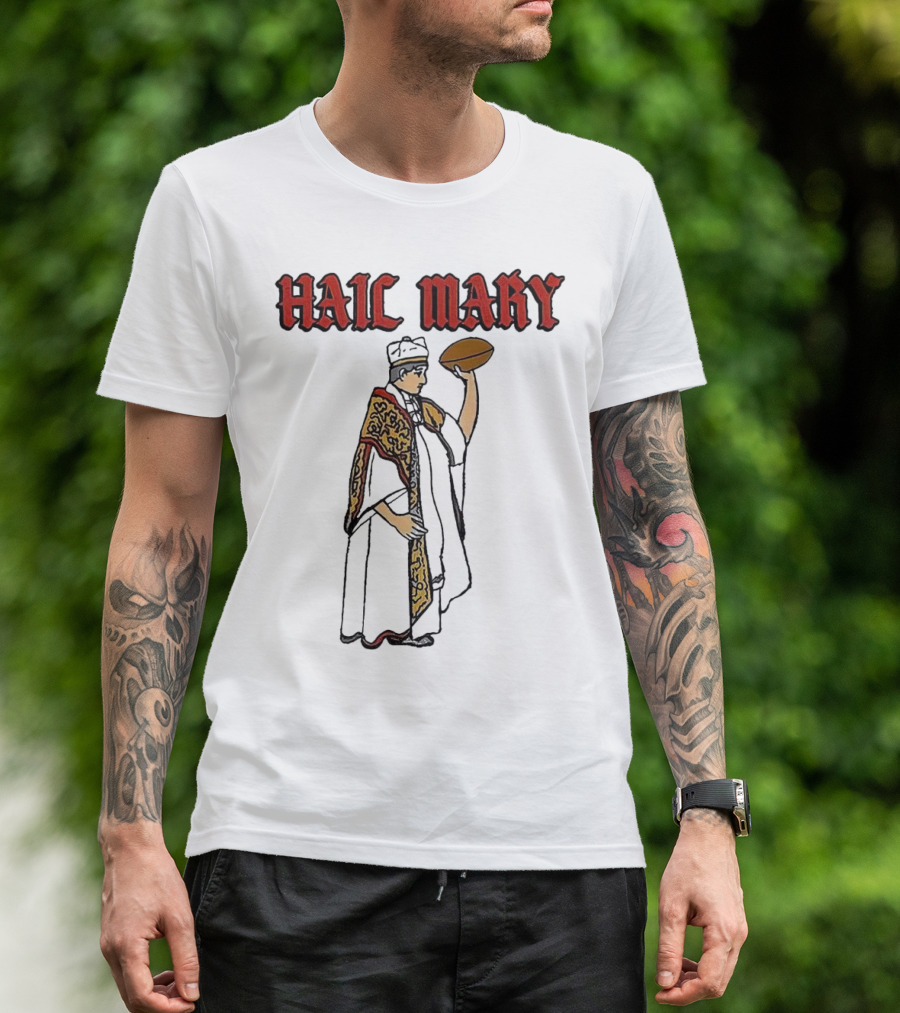 Hail Mary Priest Holding Football T-Shirt