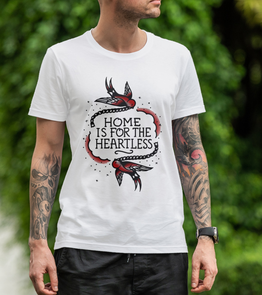 Home Is For The Heartless Red Swallows And Chain T-Shirt