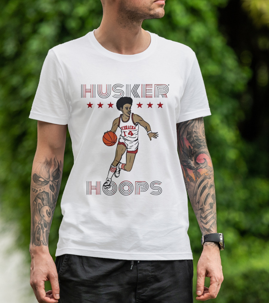 Husker Hoops Nebraska Cornhuskers Basketball Player With Stars T-Shirt