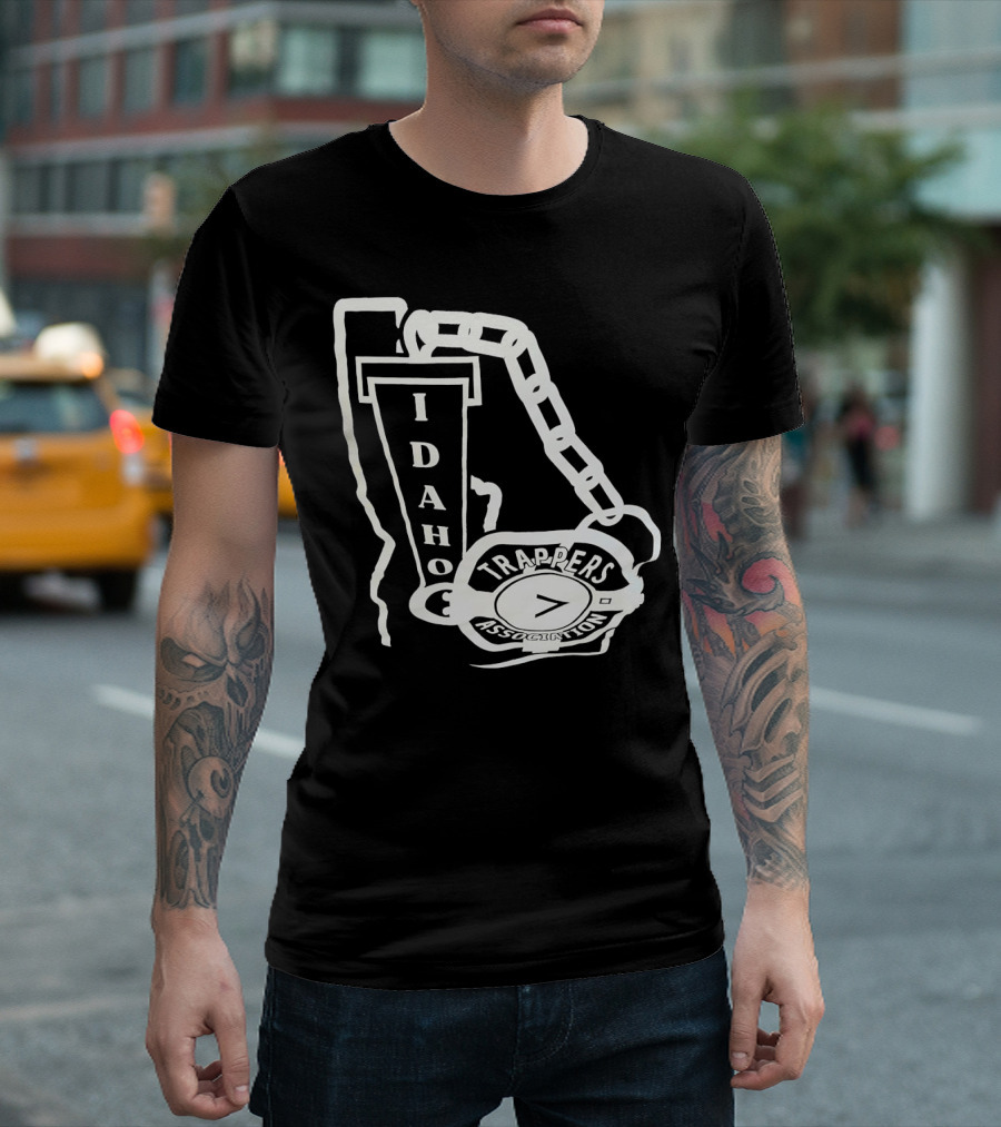Idaho Trappers Association Logo with Trapper Symbol and Chain T-Shirt