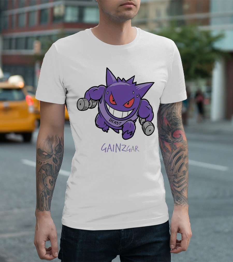 Pokemon Gengar Gainzgar Beast Lifting Dumbbells T-Shirt