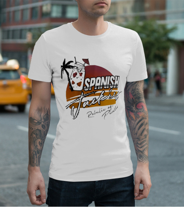 Spanish Jacking Republic Of Pirates Sunset Palm Tropical Drink T-Shirt