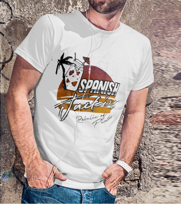 Spanish Jacking Republic Of Pirates Sunset Palm Tropical Drink T-Shirt