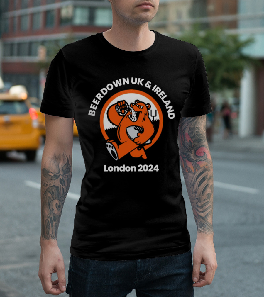 BEERDOWN UK and IRELAND London 2024 Football Bear Drinking杯 T-Shirt