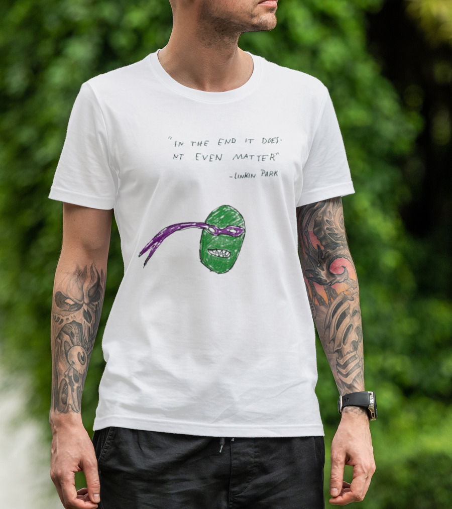 Linkin Park In The End It Does Nt Even Matter Green Mask Purple Band T-Shirt