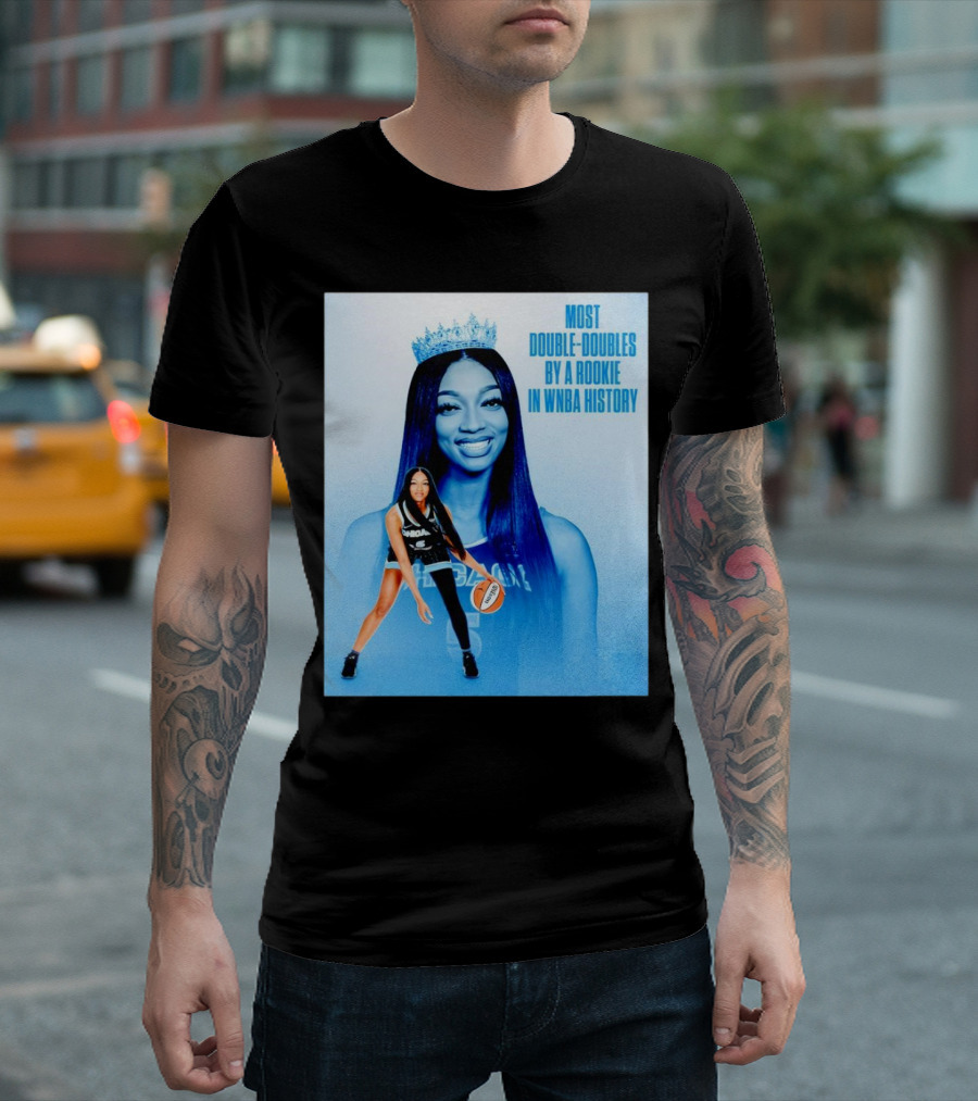 Most Double-doubles by a Rookie in WNBA History Angel Reese Basketball Achievement T-Shirt