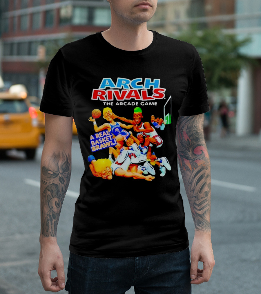 Arch Rivals Arcade Game A Real Basket Brawl Action Scene T-Shirt