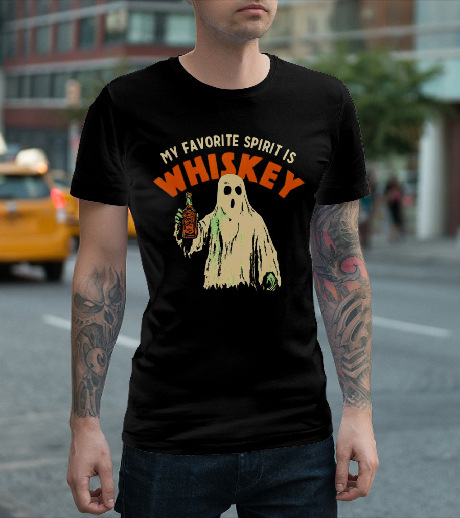 My Favorite Spirit Is Whiskey Ghost Halloween T-Shirt