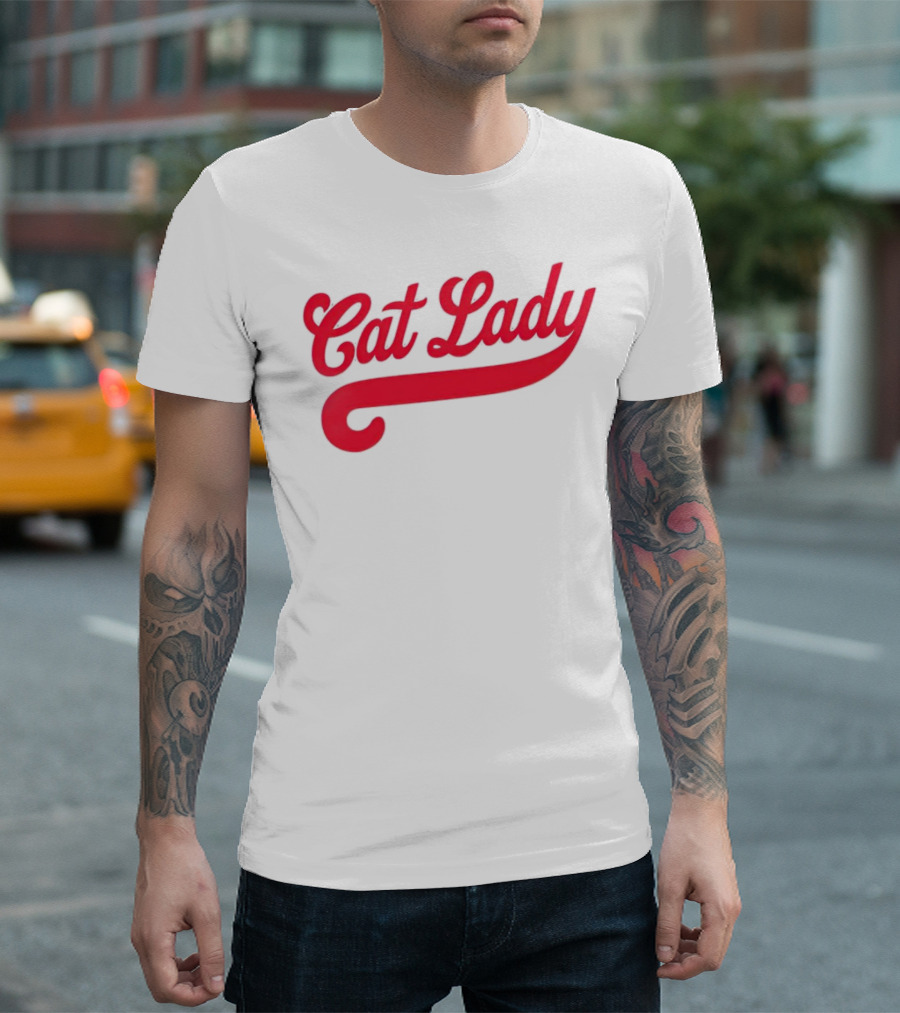 Cincinnati Reds Cat Lady Baseball Script Red T-Shirt