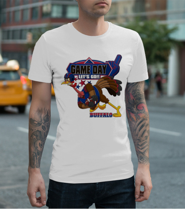 Game Day Let's Go Buffalo Football Turkey Mascot T-Shirt