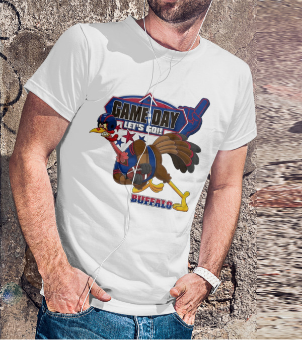 Game Day Let's Go Buffalo Football Turkey Mascot T-Shirt