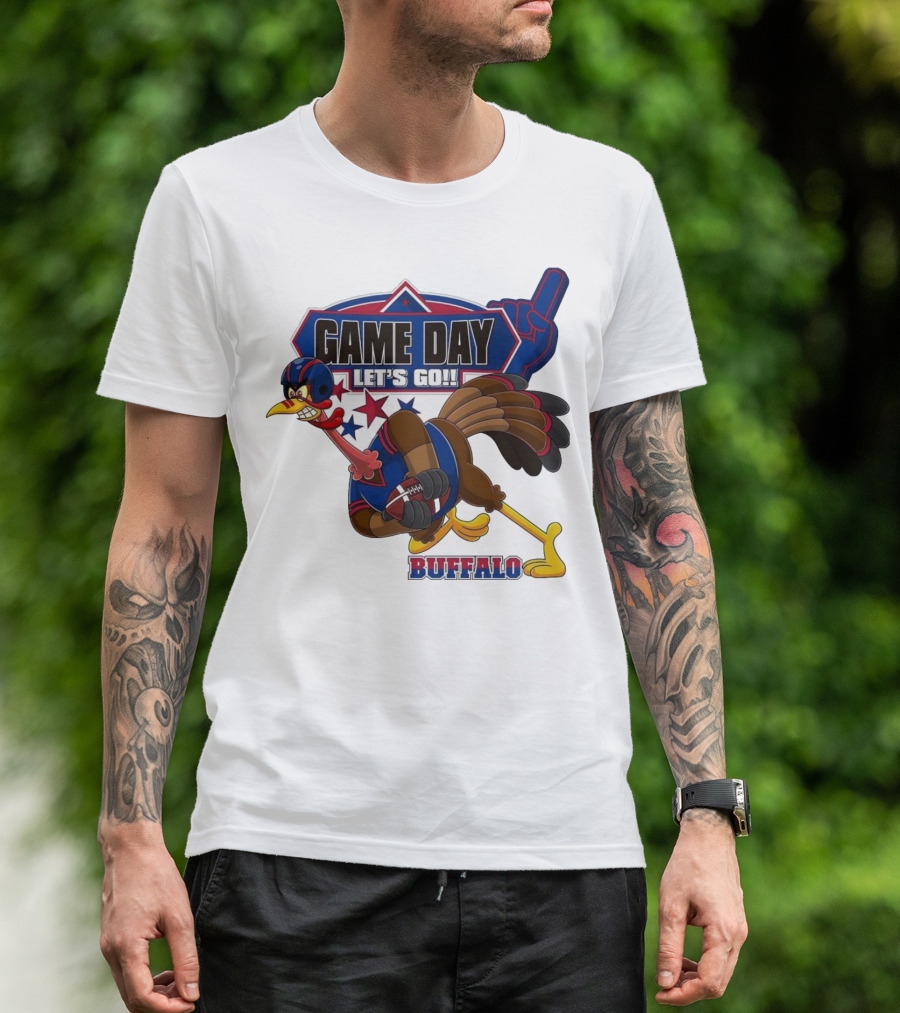Game Day Let's Go Buffalo Football Turkey Mascot T-Shirt