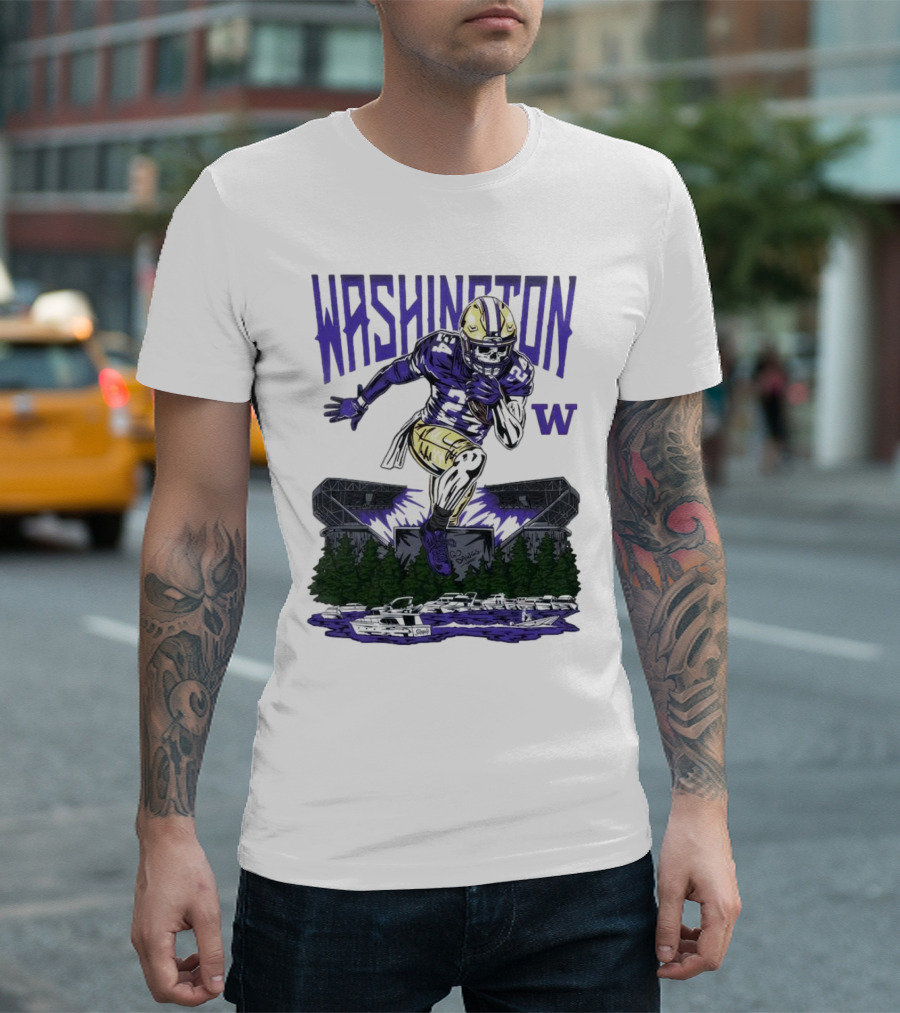 Washington Huskies Dawg Dash Immortal Football Stadium And Boats T-Shirt