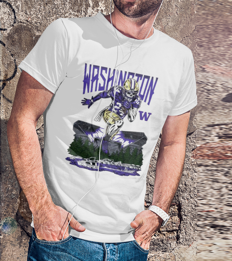 Washington Huskies Dawg Dash Immortal Football Stadium And Boats T-Shirt