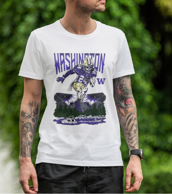 Washington Huskies Dawg Dash Immortal Football Stadium And Boats T-Shirt
