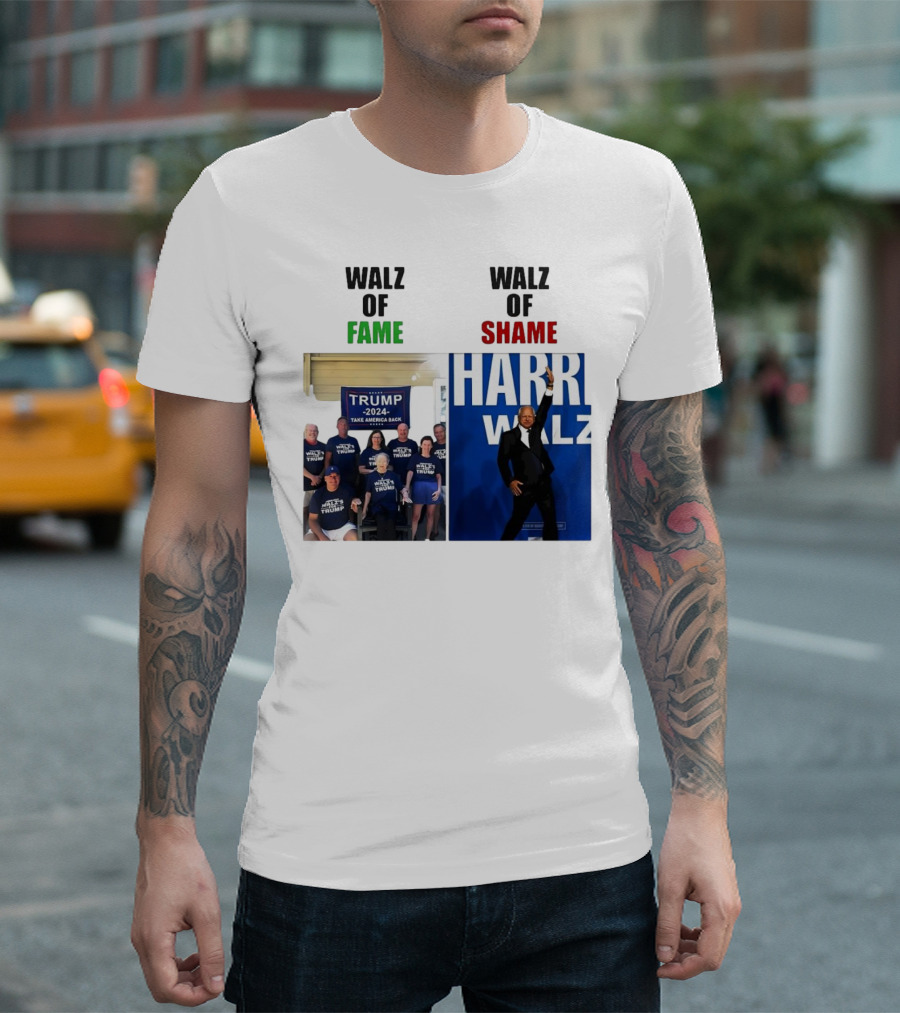 Walz of Fame Trump 2024 Take America Back Walz of Shame Harr Walz T-Shirt