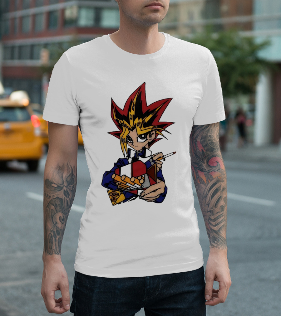 Yu-Gi-Oh Yugi Holding Cards with Millennium Puzzle T-Shirt