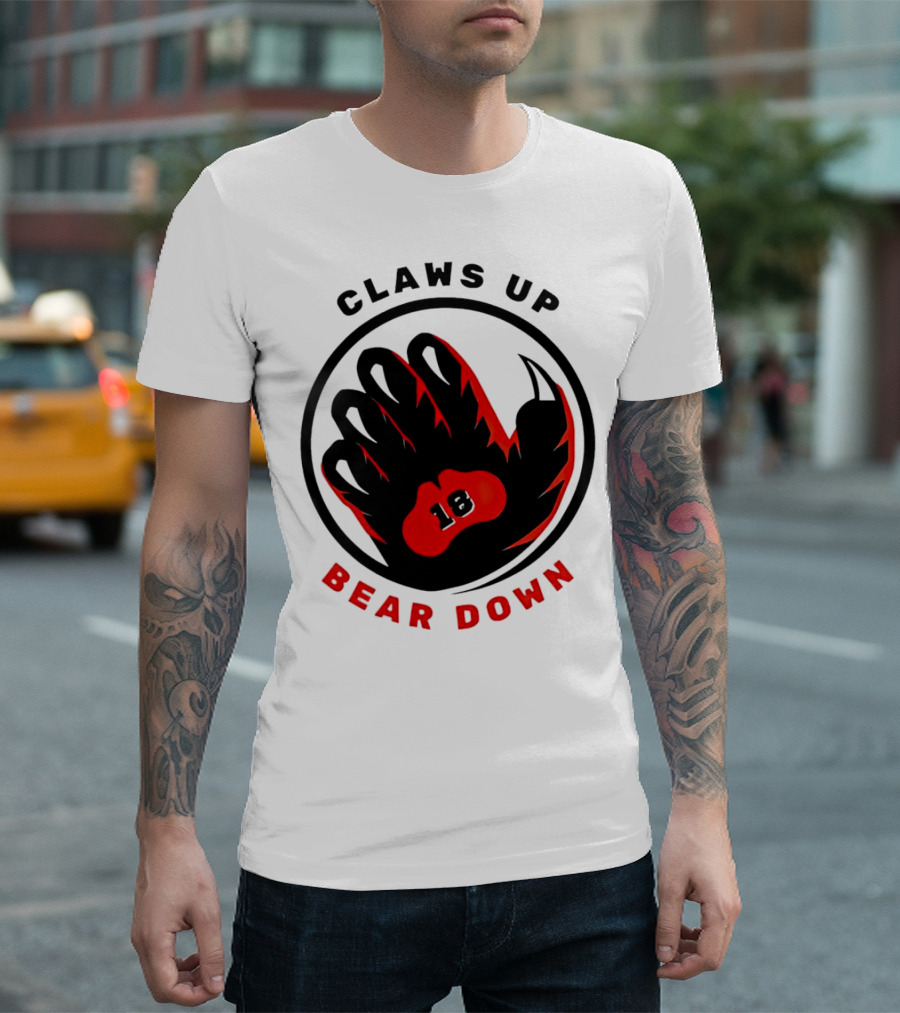 Claws Up Bear Down 18 Caleb Williams Chicago Bears T-Shirt