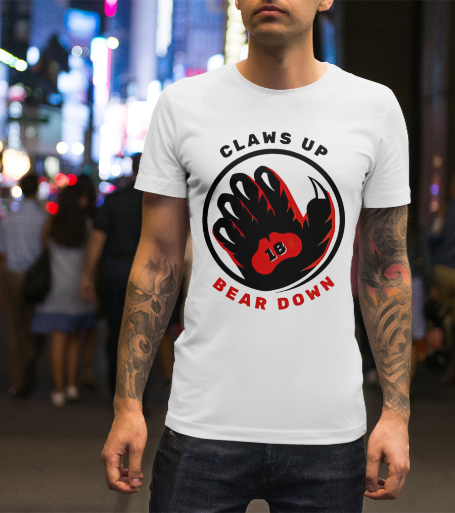 Claws Up Bear Down 18 Caleb Williams Chicago Bears T-Shirt