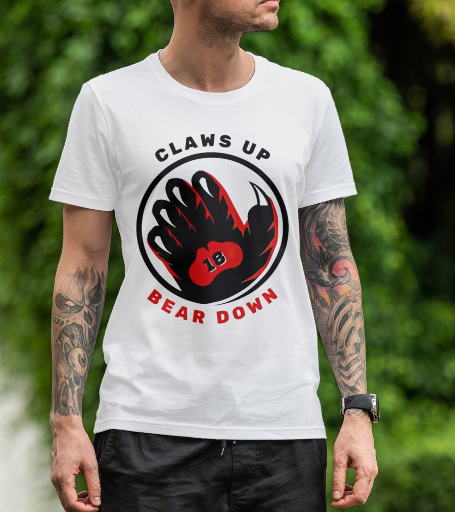 Claws Up Bear Down 18 Caleb Williams Chicago Bears T-Shirt