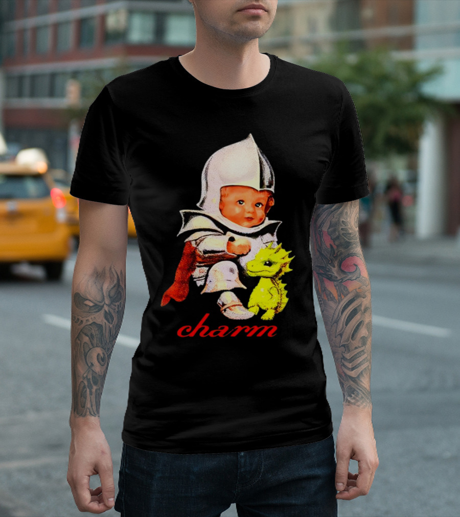 Claire Cottrill HQ Charm Dragon Knight Baby in Armor with Yellow Dragon T-Shirt