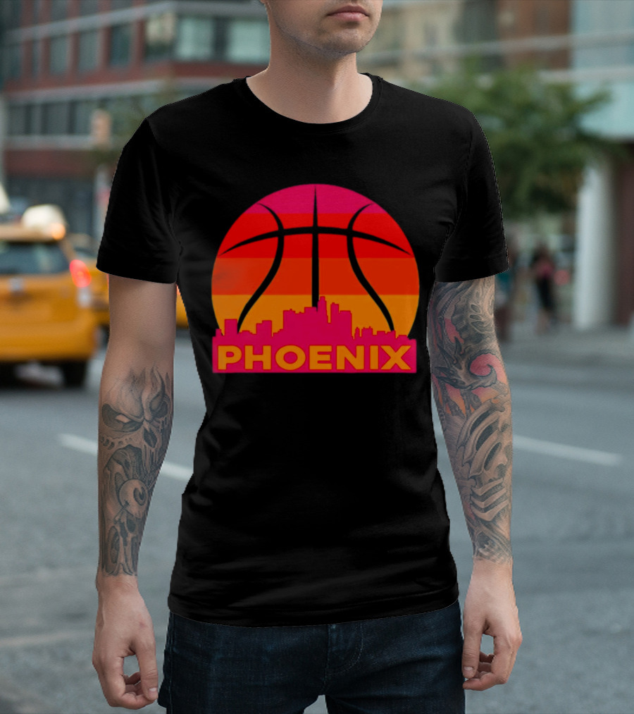 Phoenix Suns Sunset Basketball Skyline T-Shirt