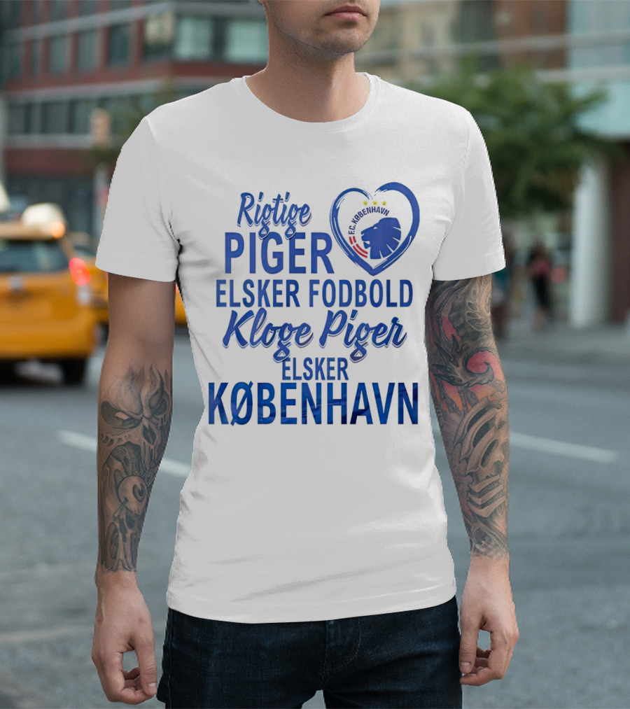 Rigtige Piger Elsker Fodbold Kloge Piger Elsker København FC T-Shirt