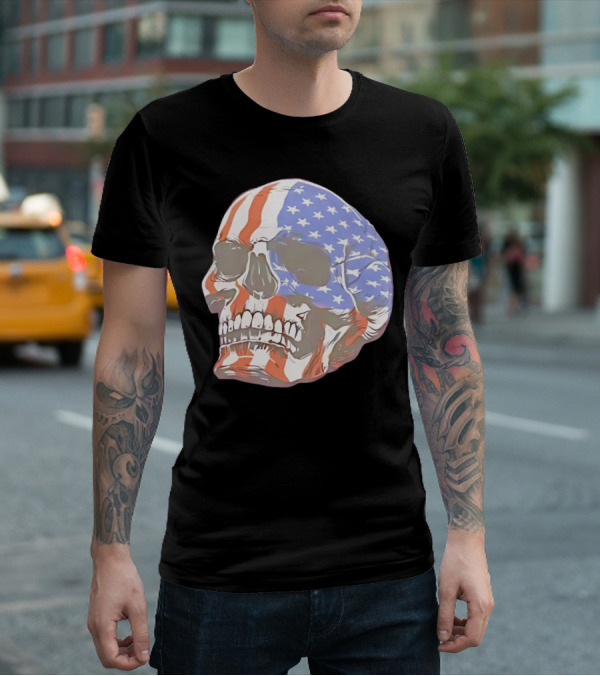 Skull With American Flag T-Shirt