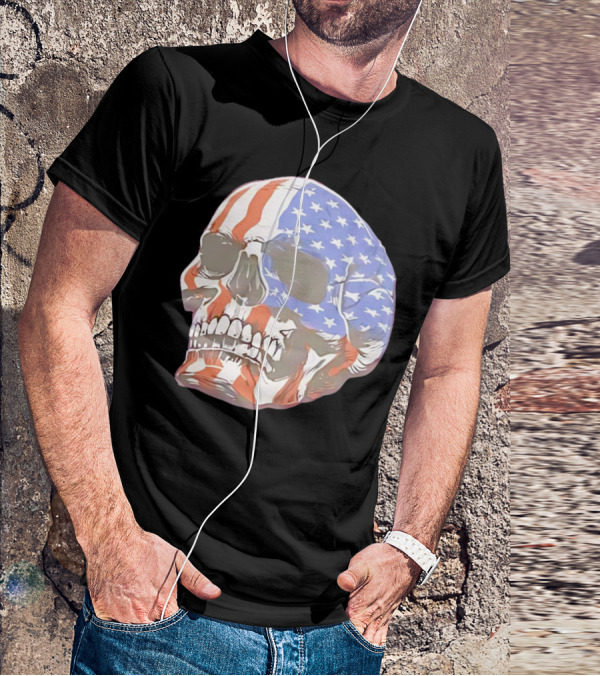 Skull With American Flag T-Shirt