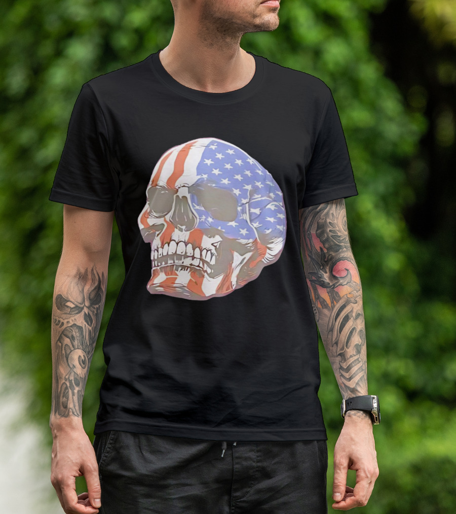 Skull With American Flag T-Shirt