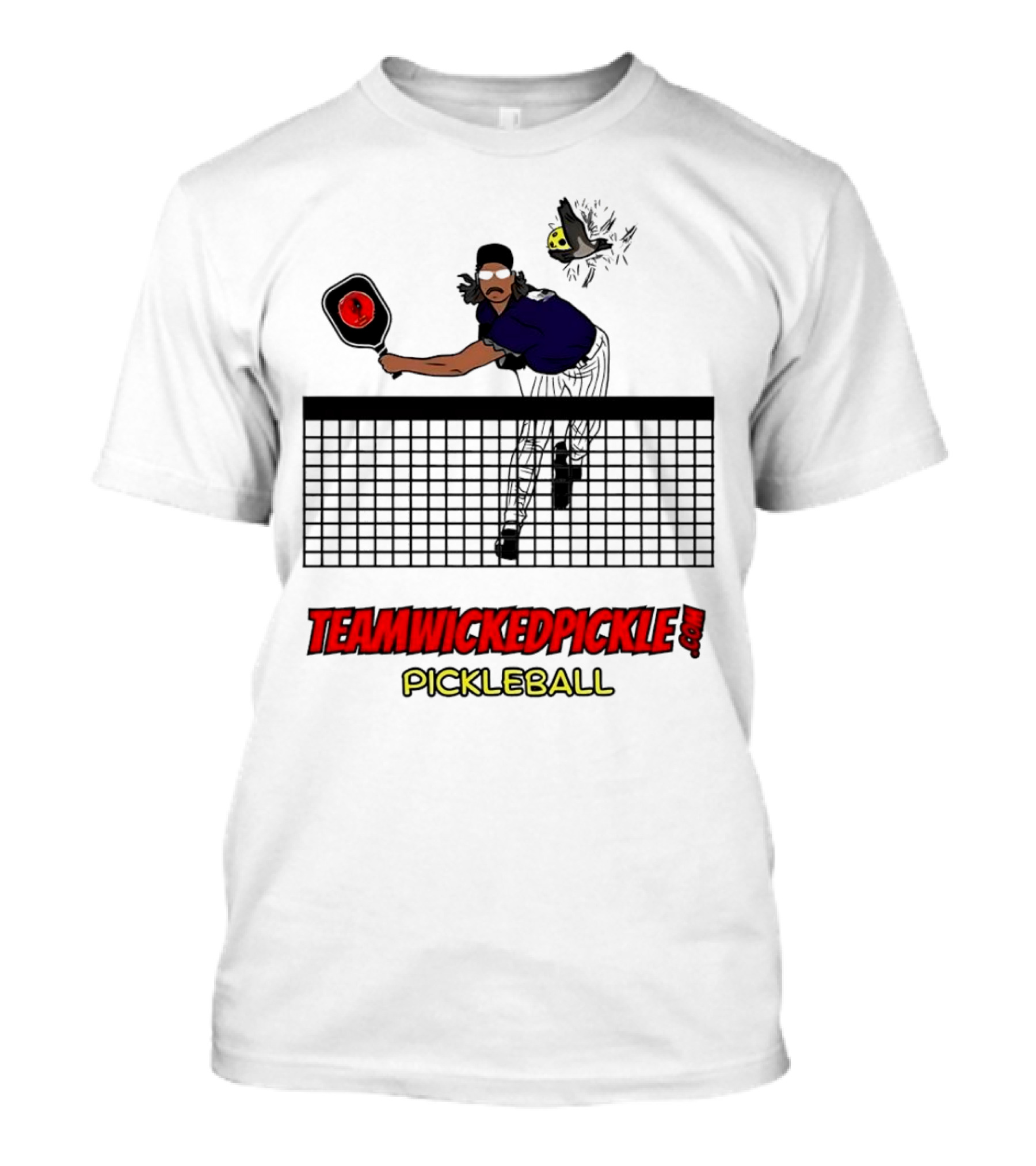 TEAMWICKEDPICKLE.COM Pickleball Player Action Scene T-Shirt