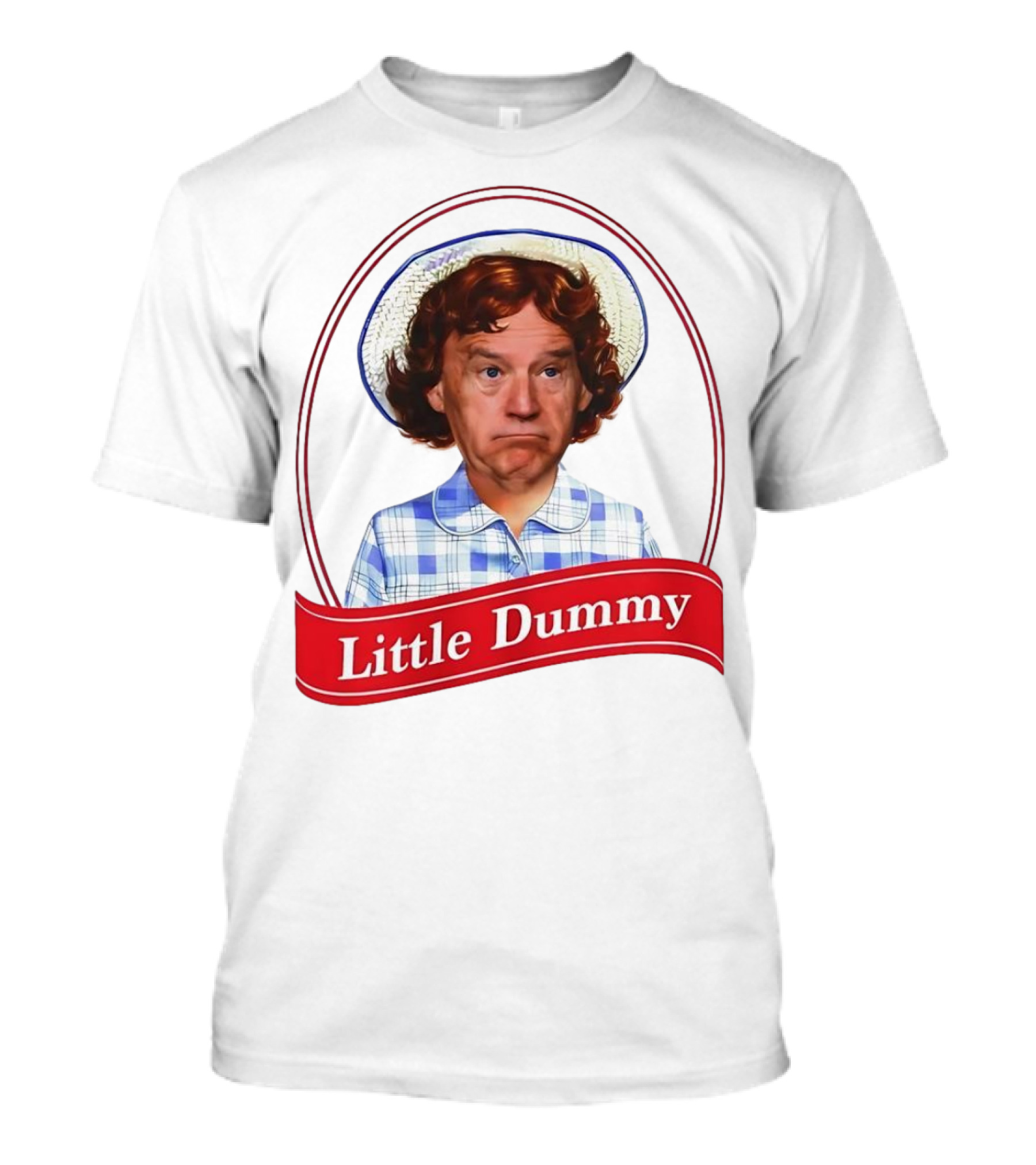 Little Dummy Biden Parody Plaid Hat Oval Frame T-Shirt