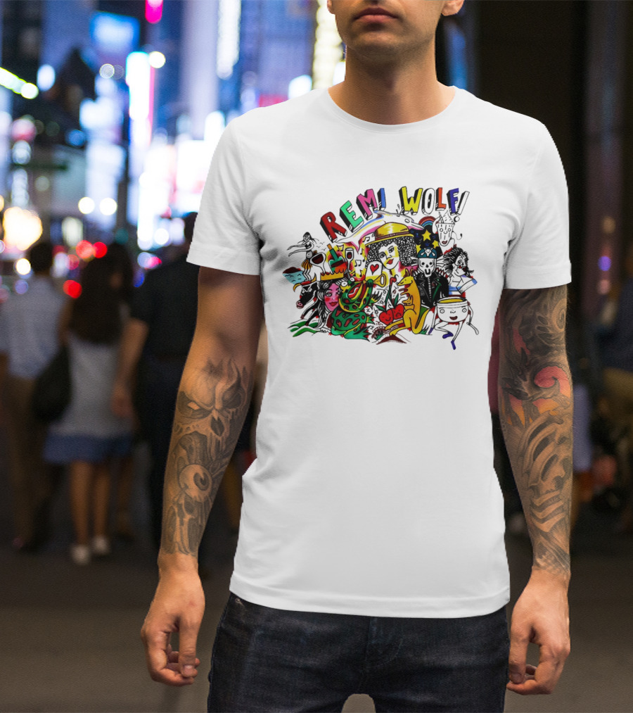 Big Ideas Remi Wolf Colorful Doodle Animation T-Shirt