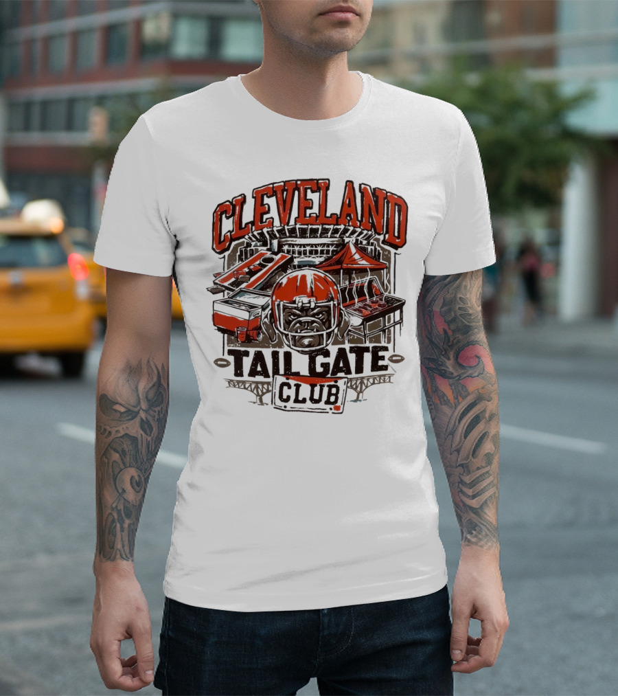 Cleveland Browns Tailgate Club Stadium Cornhole Helmet Grill T-Shirt