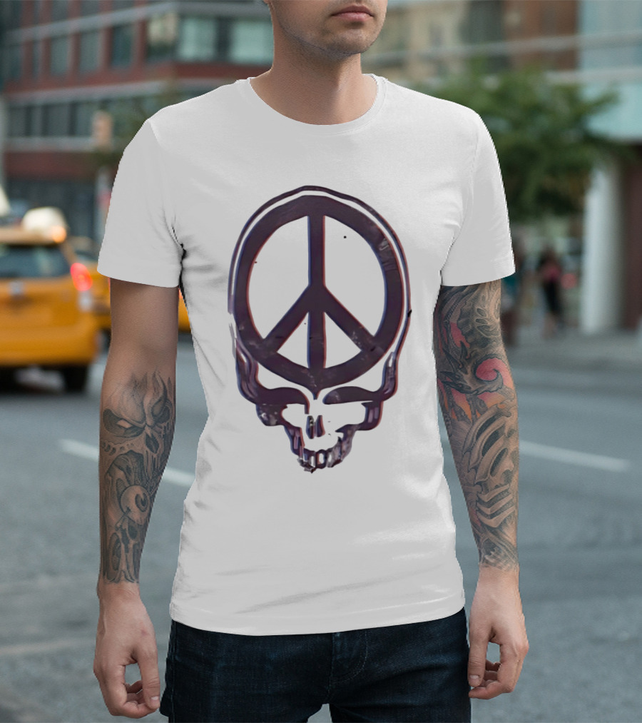 Peace Symbol within Grateful Dead Skull T-Shirt
