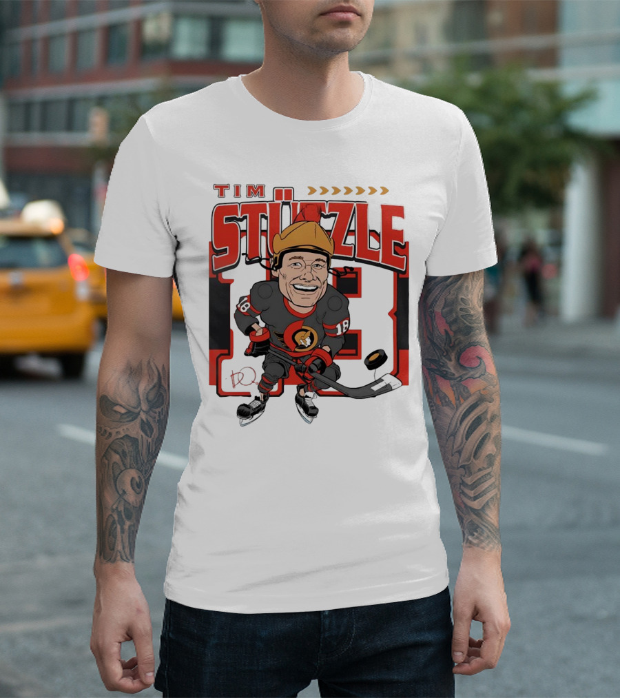 Tim Stützle Ottawa Senators Hockey Number 18 Caricature T-Shirt