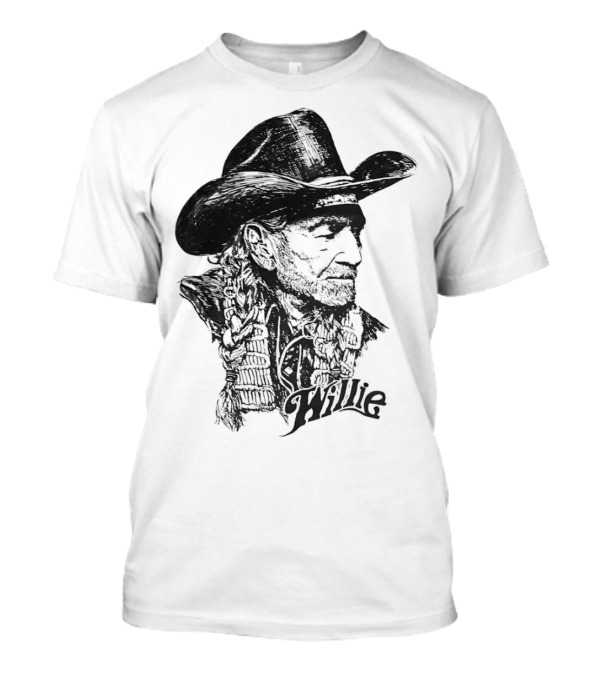 Willie Nelson Cowboy Hat Braid Classic Sketch T-Shirt
