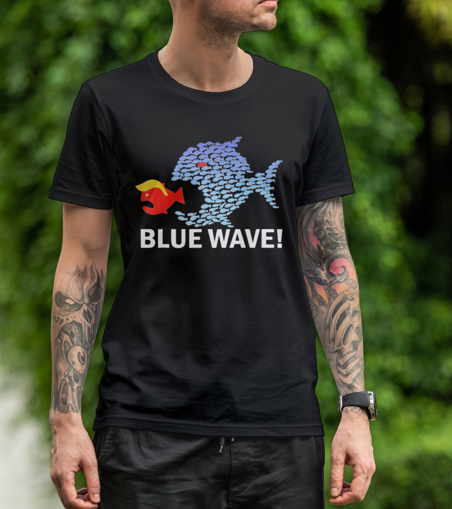 Blue Wave 2024 Big Fish Eat Little Fish Trump Hair T-Shirt