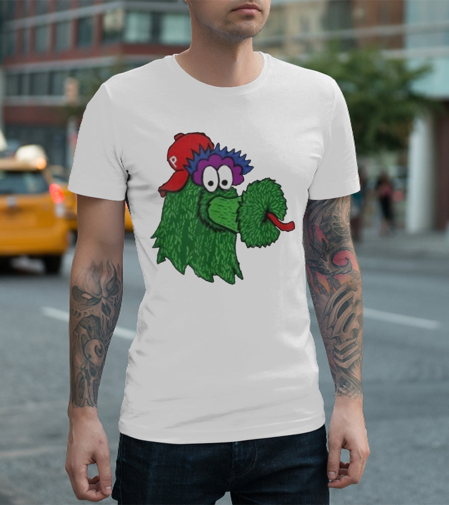 Phillie Phanatic Mascot Philadelphia Phillies Green Creature Red Cap T-Shirt