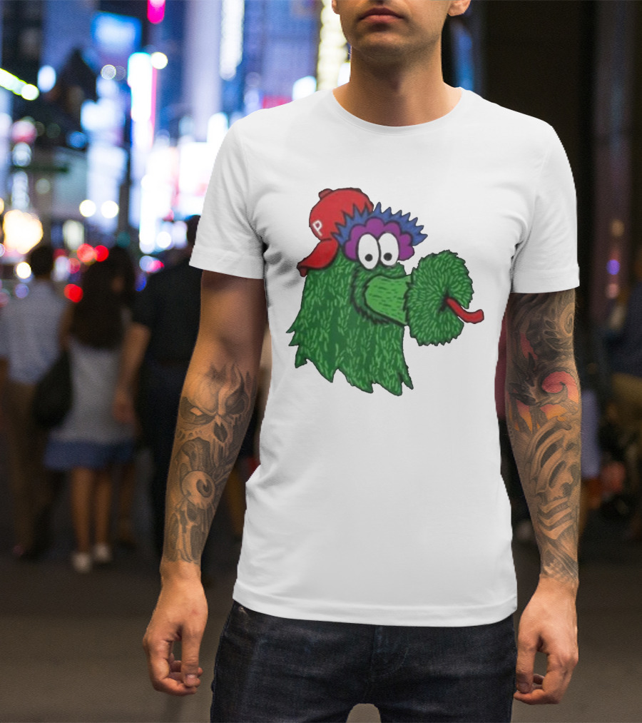 Phillie Phanatic Mascot Philadelphia Phillies Green Creature Red Cap T-Shirt