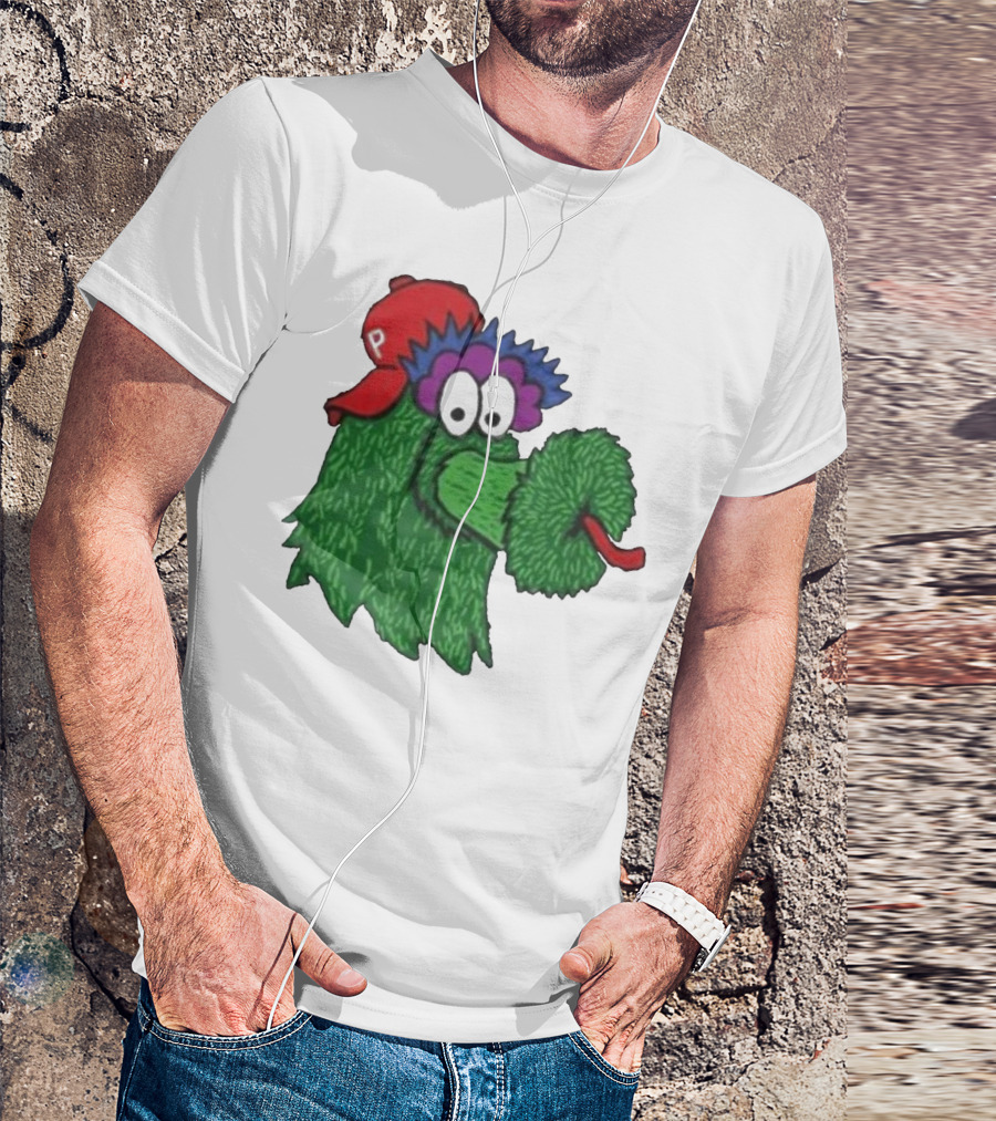 Phillie Phanatic Mascot Philadelphia Phillies Green Creature Red Cap T-Shirt