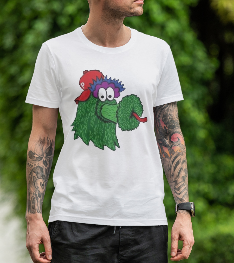 Phillie Phanatic Mascot Philadelphia Phillies Green Creature Red Cap T-Shirt