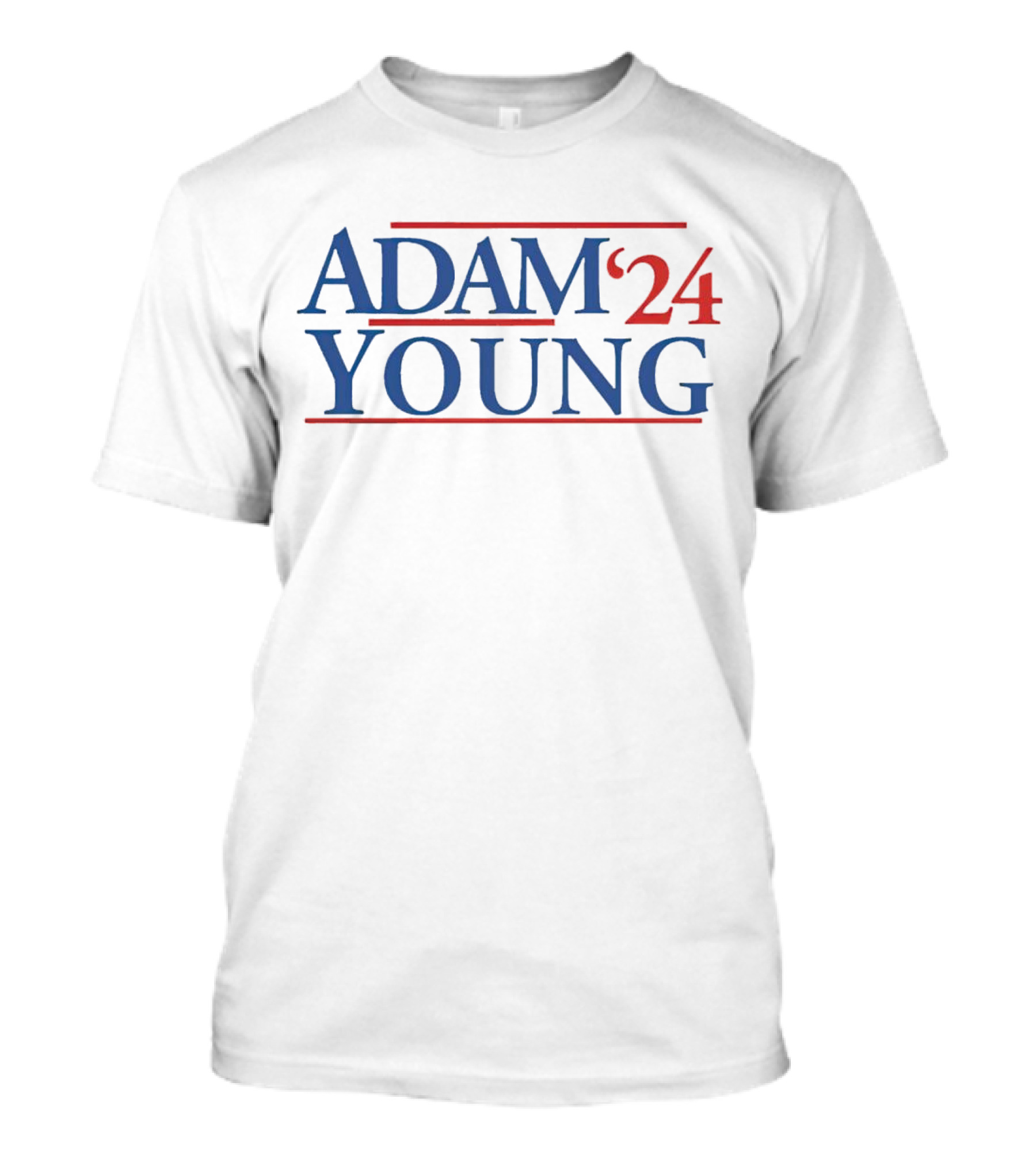 Adam Young '24 Campaign Style Blue And Red Typography T-Shirt